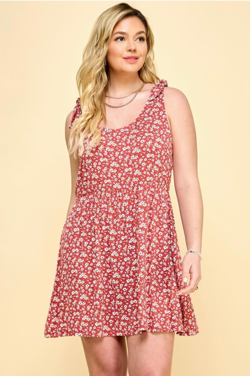 Red Floral Dress PLUS