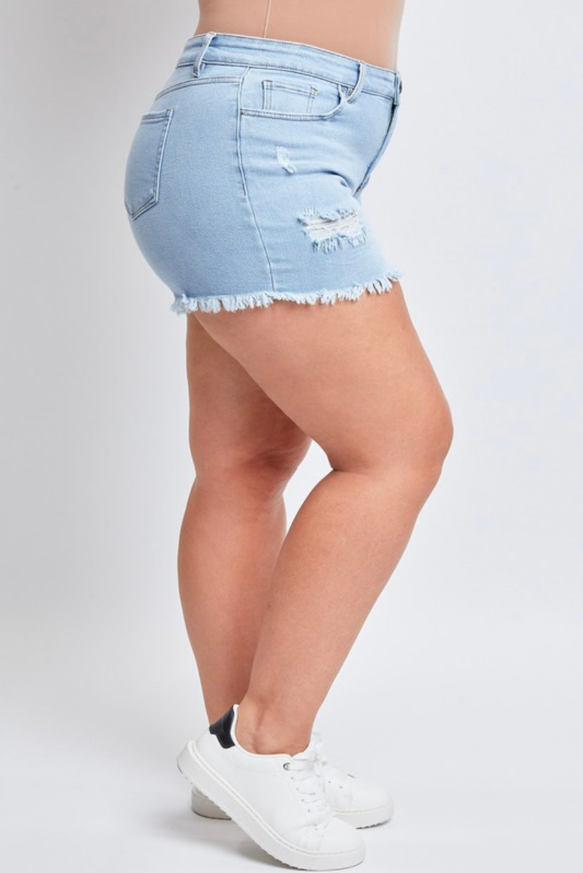 Light Raw Hem Shorts PLUS