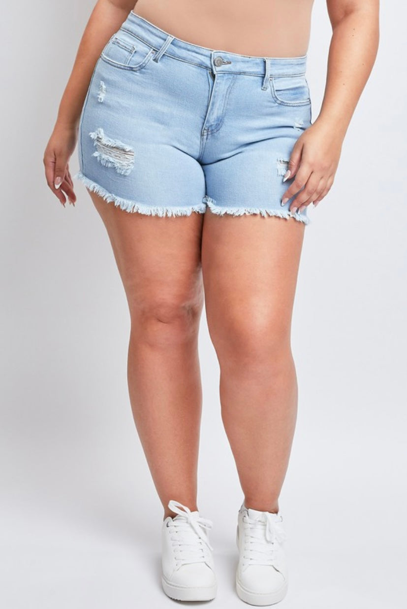 Light Raw Hem Shorts PLUS
