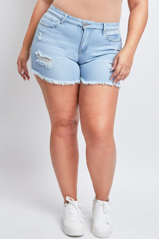 Light Raw Hem Shorts PLUS