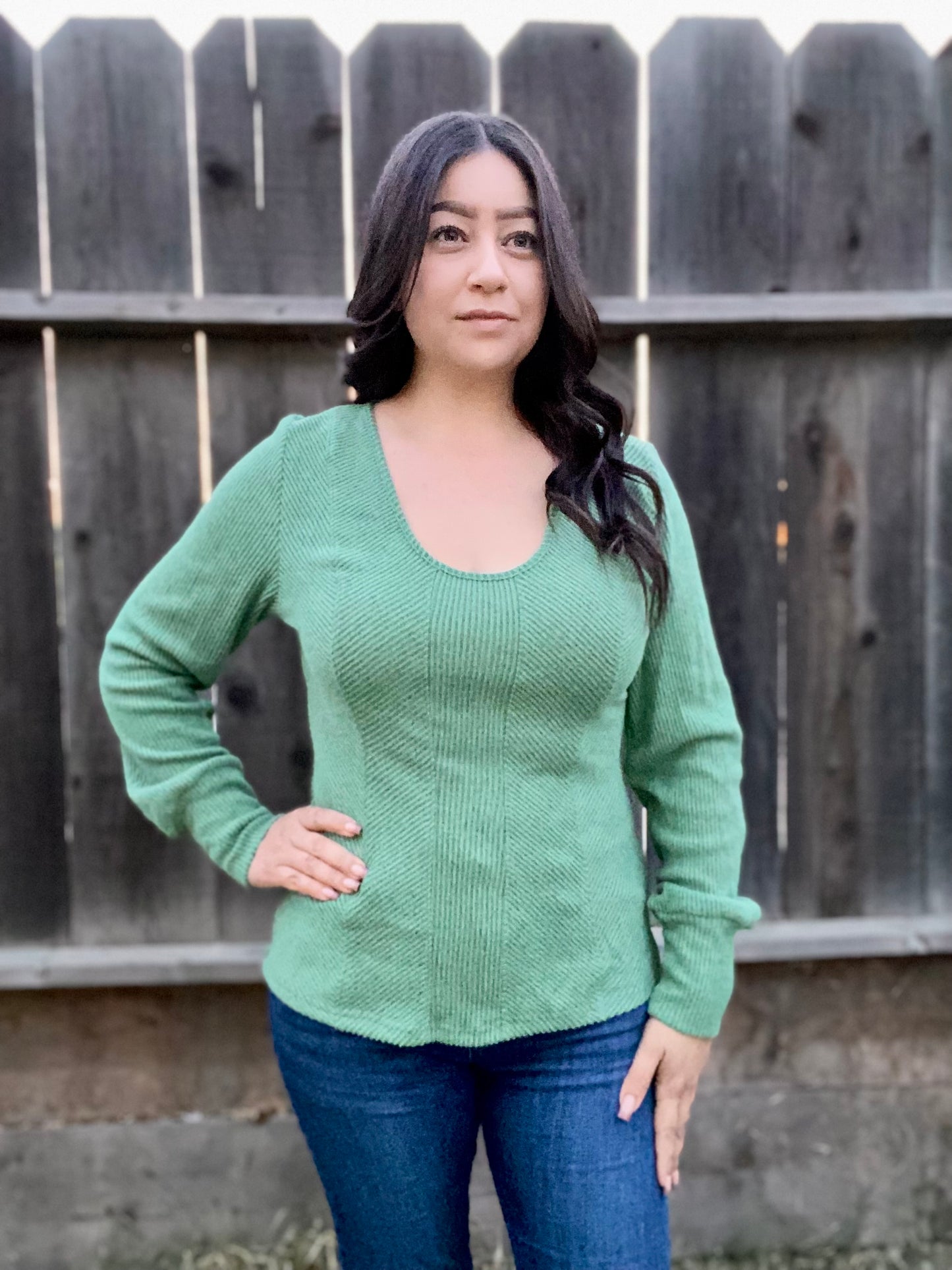 Green Textured Top