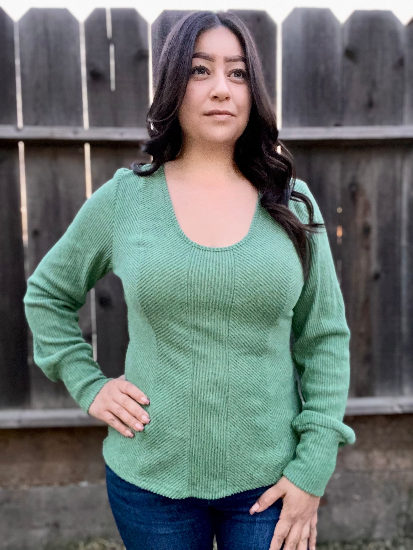 Green Textured Top