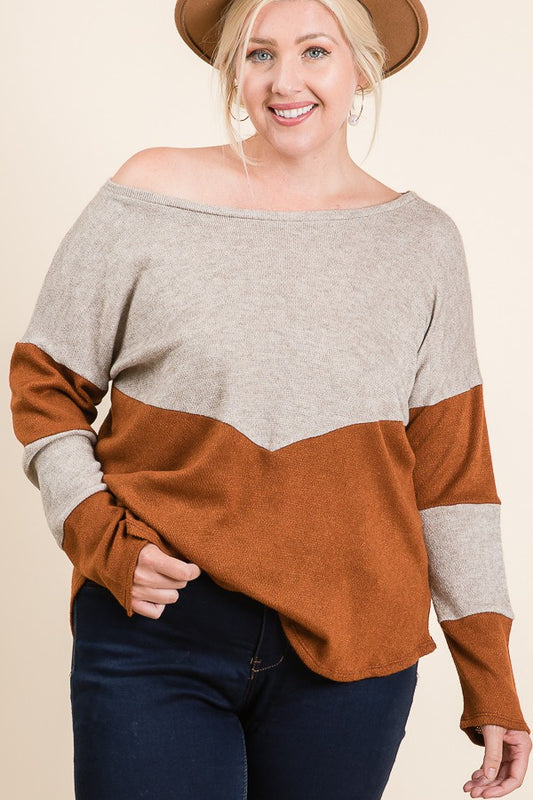 Two Tone Color Block Top