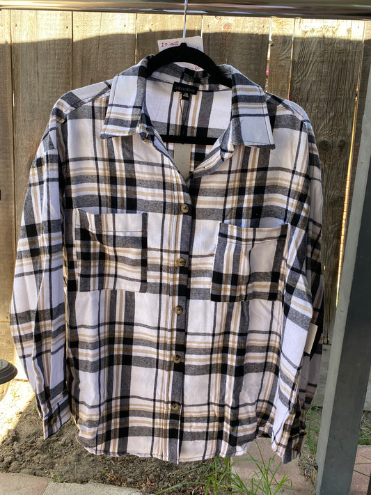 Black Plaid Button Down - PLUS