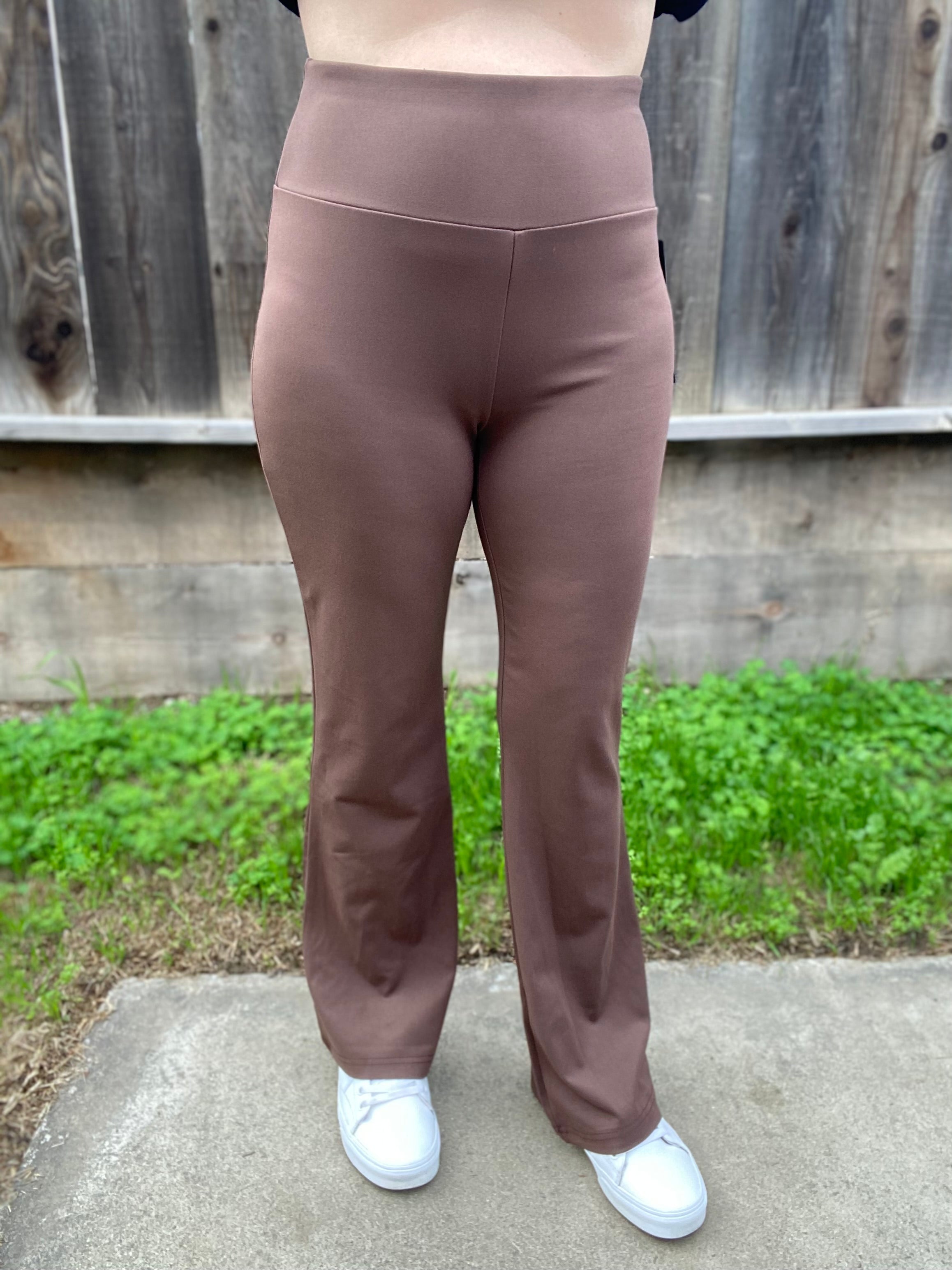 Tummy Control Flare Leggings Brown Laura s Closet