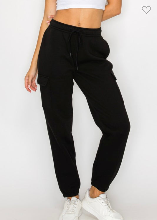 Cargo Jogger Sweatpants - Black