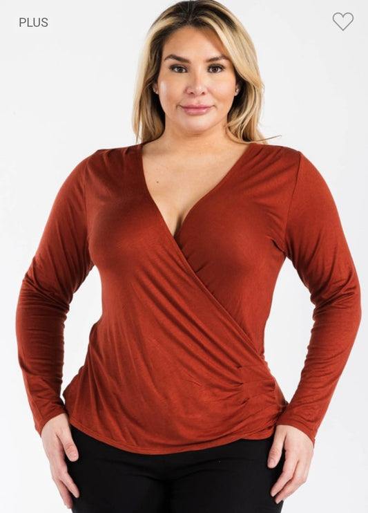 Surplice Side Ruched Top - PLUS