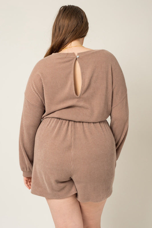 Ribbed Romper/PLUS SIZE/